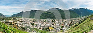 View from above on the town of Martigny Switzerland