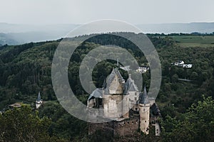 View from above of Vianden Castle, Luxembourg