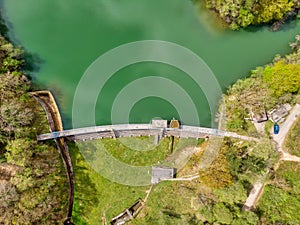 View from above of the water dam.