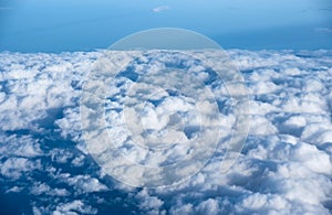 View above white cloud with blue sky
