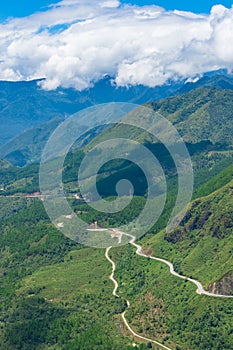 View from above on winding mountain road