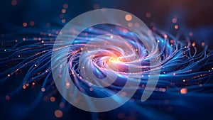 An abstract representation of a quantum computer processing data with glowing qubits