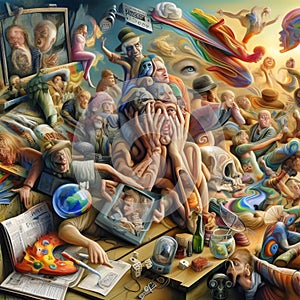 view of absurdity in art present a distorted and conflicting perceive from different life perspective