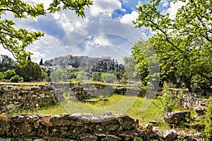 View on Acropolis from ancient Agora, Athens, Greece