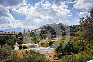 View on Acropolis from ancient Agora, Athens, Greece