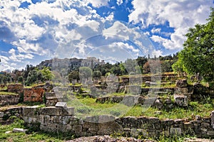 View on Acropolis from ancient Agora, Athens, Greece