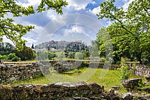 View on Acropolis from ancient Agora, Athens, Greece