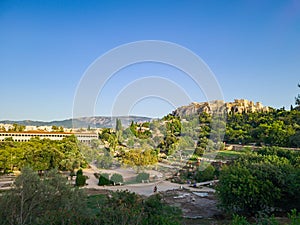 View of the Acropolis of Athens and Ancient Agora