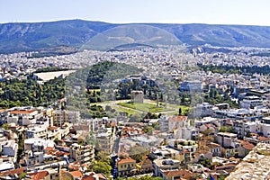 View from Acropolis on columns of Zeus Temple