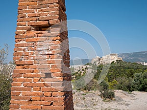 View of Acropolis hill from pnyx in Athens