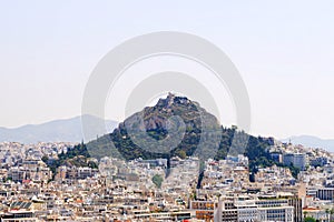 View from the Acropolis hill to the city of Athens, Greece.