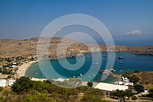 View from Acropolis of Lindos in Rhodes island, Greece