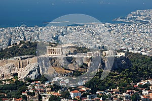 View of Acropolis from Lykavittos hill,Athens