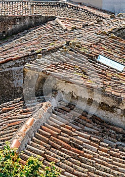 View across ancient roof tops Castiglione di Sicilia, Sicily, It