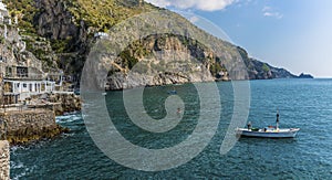 A view across the bay at Marina di Praia, Praiano, Italy