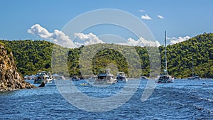 A view across the Bight bay on Norman island off the main island of Tortola