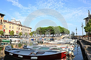 The View Across Boats Moored in Desenzano, Italy