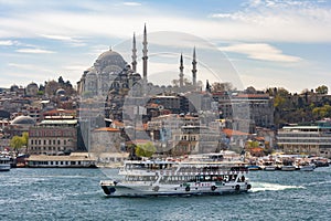 View across the Bosporus to the Suleymaniye Mosque - Istanbul - Turkey