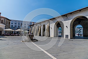 A view across the Carpaccio Square beside the harbour at Koper, Slovenia