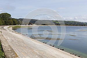 View across Cheddar reservoir in Axbridge,Somerset,UK