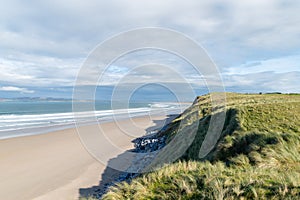 view across the dunes and the beach of Barrow, Tralee,Ireland