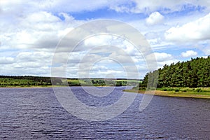 View across Fewston Reservoir from the Dam wall, in Fewston, in the Yorkshire Dales, England.