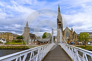 A view across the Greg Street bridge over the River Ness in Inverness, Scotland