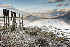 View across Loch Linnhe to Glencoe in Scotland.