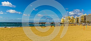 A view across the main beach in Las Palmas, Gran Canaria