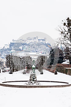 The View Across Mirabell Gardens in Salzburg, Austria