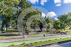 A view across the Park on the Constitutional Avenue in San Juan, Puerto Rico