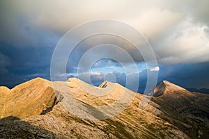 View across the peaks of the Pirin Mountains