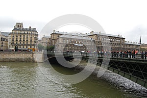 A view across the river Seine to the Rive Droit, aka the Right Side of Paris, France photo