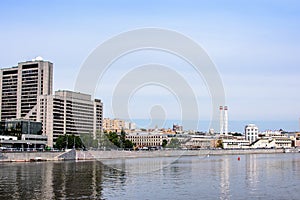 View across the river to the embankment of the old town