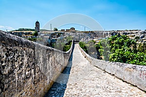 A view across the Roman bridge in Gravina, Puglia, Italy