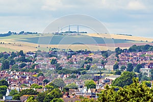 A view across the rooftops of Hove towards the distant South Downs