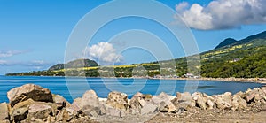 A view across the sea defenses along the coastline of St Kitts