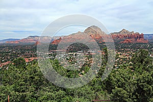 View across Sedona from Airport Mesa, Southwest, Arizona, USA