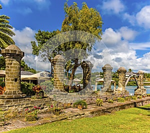 A view across a slipway in Nelson`s dockyard in the English Harbour in Antigua