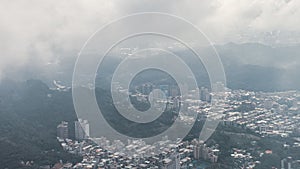 The view across Taipei, captial of Taiwan, from the top of Taipei 101, the second largest building in the world,shoot after