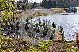 A view across towards the overspill walkway and Ravensthorpe Reservoir in Northamptonshire, UK