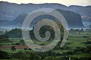 A través de el valle en. manana oscuridad a niebla 