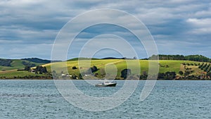 View across the waterfront with a patch of sunlight hitting a me