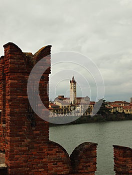 View of the Adagio river and the city of Verona