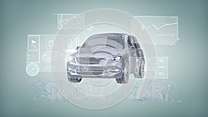 Dashboard smartcar interface on a background 3d rendering