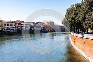 View of Adige river with Castelvecchio in Verona