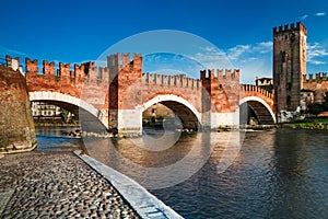 Ponte Scaligero in Verona, Italy photo