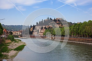 View of the Adige river from ponte nuovo, Verona