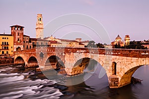 View of Adige River and Saint Peter Bridge