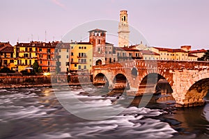 View of Adige River and Saint Peter Bridge